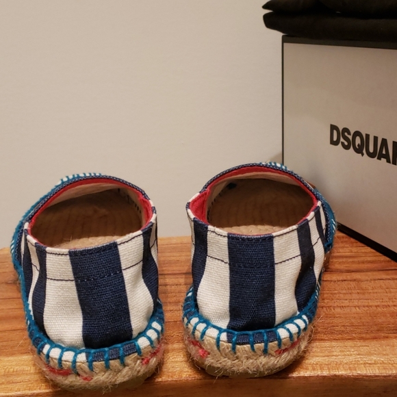Dsquared2 Flat Espadrilles Blue and White Stripes - Picture 4 of 11